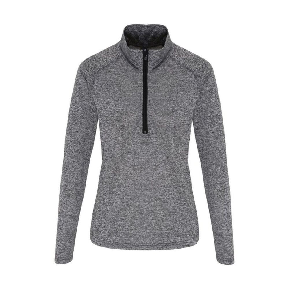 TriDri Womens/Ladies Long Sleeve Performance Quarter Zip Top / Black Melange/Bla